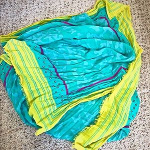 Levi’s Teal & Yellow Cotton Scarf 80x40